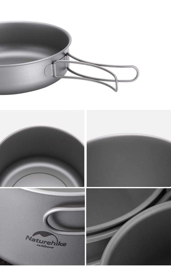 Planet Gates L-NH18T010-A Titanium Frying Pan Bowl Plate with Folding Handle Ultra-light Outdoor Camping Picnic Tableware Kitchenware