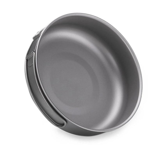 Planet Gates L-NH18T010-A Titanium Frying Pan Bowl Plate with Folding Handle Ultra-light Outdoor Camping Picnic Tableware Kitchenware