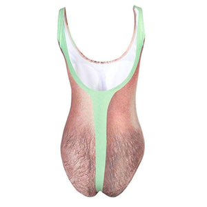 Planet Gates L One Piece Swimsuit Women Sexy Chest Hair Bathing Suit Summer Swimwear Joke Bather Novelty Beach Wear