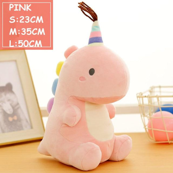 Planet Gates L / pink with hat Ultra Soft Lovely Dinosaur Plush Doll Huggable Pink/Blue Stuffed Dino Toy Kids Huggable Animals Plush Toy 30/40/50cm
