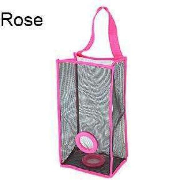 Planet Gates L / Rose Hanging Mesh Garbage Bag Organizer Dispenser Reusable Grocery Bags Holder Kitchen Wall Mount Net Trash Bag Storage