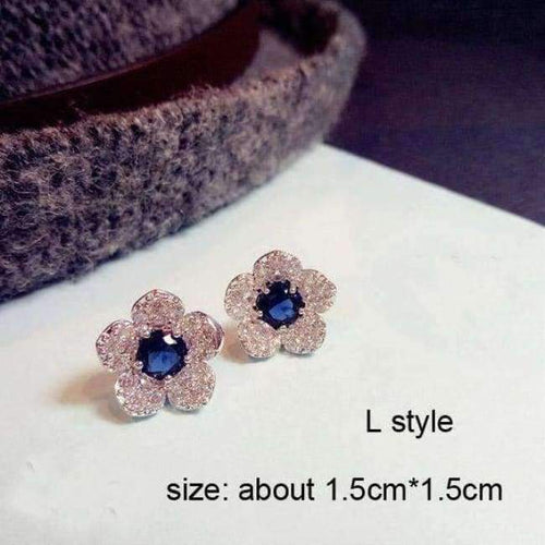 Planet Gates L style / Blue Fashion Vintage Flower Blue Water Drop Earrings Women Crystal Stone Long Tassel Earrings Cubic Zirconia Pearl Women Earrings