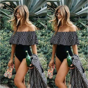 Planet Gates L Swimwear Ruffles Off The Shoulder One-Piece Women's Swimsuits Beachwear Bath Dresses Woman