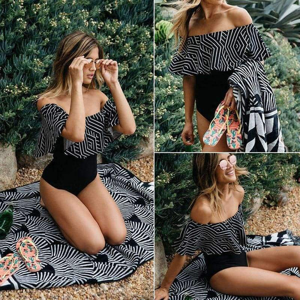 Planet Gates L Swimwear Ruffles Off The Shoulder One-Piece Women's Swimsuits Beachwear Bath Dresses Woman