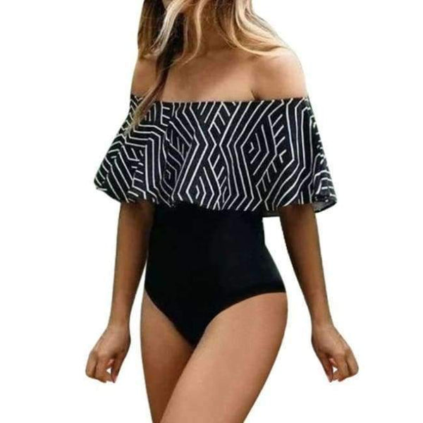 Planet Gates L Swimwear Ruffles Off The Shoulder One-Piece Women's Swimsuits Beachwear Bath Dresses Woman