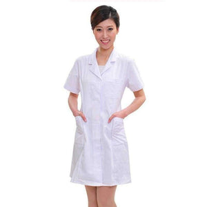 Planet Gates L White Short Sleeve Lab Coat Cotton Doctors Scientist Women Nurse Uniform Dress Costume Medical Clothing 903-227
