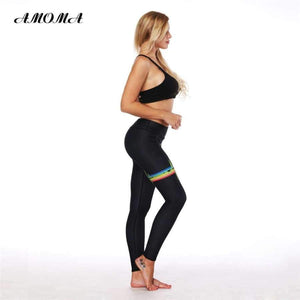 Planet Gates L Women Fitness Leggings Pattern Print High Waist Elastic Slim Legging Pants Rainbow