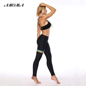 Planet Gates L Women Fitness Leggings Pattern Print High Waist Elastic Slim Legging Pants Rainbow