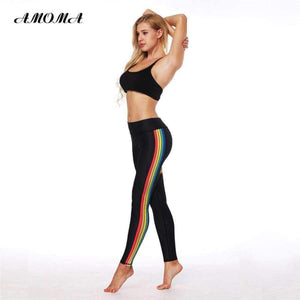 Planet Gates L Women Fitness Leggings Pattern Print High Waist Elastic Slim Legging Pants Rainbow