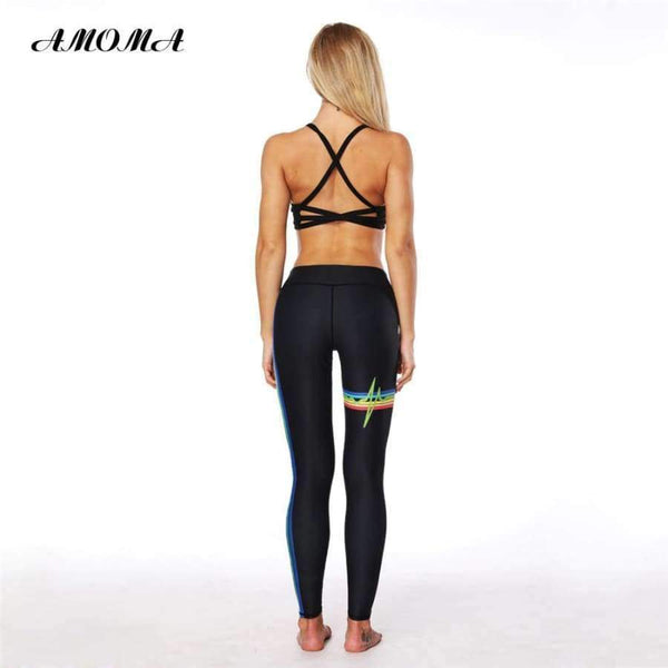 Planet Gates L Women Fitness Leggings Pattern Print High Waist Elastic Slim Legging Pants Rainbow