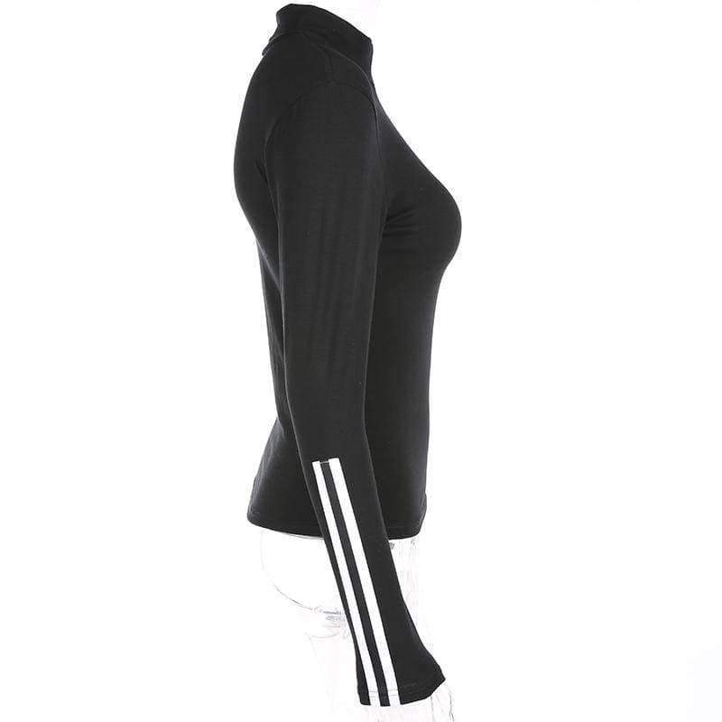 Planet Gates L Women Stripped Compression Tights Long Sleeve t-shirt 2017 Fashion Slim Fitness Body Shaper Tee Shirts Casual Women Tops