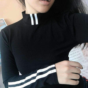 Planet Gates L Women Stripped Compression Tights Long Sleeve t-shirt 2017 Fashion Slim Fitness Body Shaper Tee Shirts Casual Women Tops