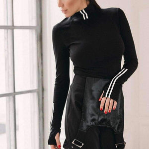 Planet Gates L Women Stripped Compression Tights Long Sleeve t-shirt 2017 Fashion Slim Fitness Body Shaper Tee Shirts Casual Women Tops