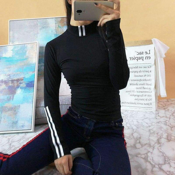 Planet Gates L Women Stripped Compression Tights Long Sleeve t-shirt 2017 Fashion Slim Fitness Body Shaper Tee Shirts Casual Women Tops