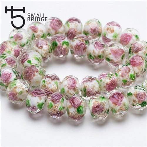 Planet Gates L002 / 12mm 10pcs 12mm Large Murano Transparent Glass Lampwork Beads for Jewelry Making Women Diy Bracelet Flower Rondelle Faceted Beads L002
