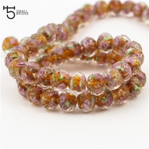 Planet Gates L010 coffee / 12mm 10pcs 12mm Large Murano Transparent Glass Lampwork Beads for Jewelry Making Women Diy Bracelet Flower Rondelle Faceted Beads L002