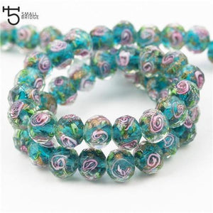 Planet Gates L013 Peacock blue / 12mm 10pcs 12mm Large Murano Transparent Glass Lampwork Beads for Jewelry Making Women Diy Bracelet Flower Rondelle Faceted Beads L002