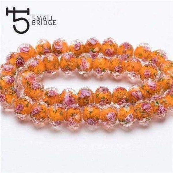 Planet Gates L021 / 12mm 10pcs 12mm Murano Mixed Color Flower Glass Beads for Bracelet Making Material Pearls Faceted Rondelle Large Lampwork Beads L001