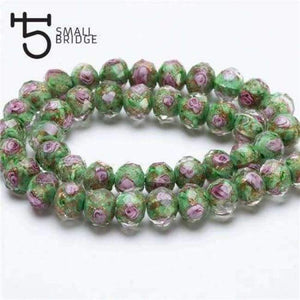 Planet Gates L022 / 12mm 10pcs 12mm Murano Faceted Black Flower Lampwork Beads for Bracelet Making Women Diy Accessories Round Glass Large Beads Wholesale L003