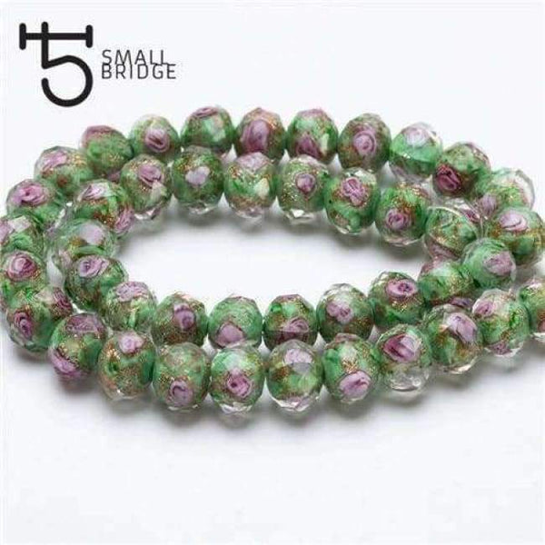 Planet Gates L022 / 12mm 10pcs 12mm Murano Faceted Black Flower Lampwork Beads for Bracelet Making Women Diy Accessories Round Glass Large Beads Wholesale L003