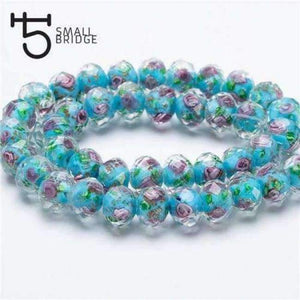 Planet Gates L023 / 12mm 10pcs 12mm Murano Faceted Black Flower Lampwork Beads for Bracelet Making Women Diy Accessories Round Glass Large Beads Wholesale L003