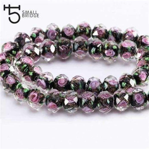 Planet Gates L029 / 12mm 10pcs 12mm Murano Faceted Black Flower Lampwork Beads for Bracelet Making Women Diy Accessories Round Glass Large Beads Wholesale L003