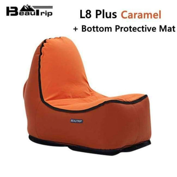 Planet Gates L8plus caramel w Mat / China Indoor & Outdoor Hangout Inflatable Air Lounge Sofa Chair Living Room Bean Bag Lounger Camping Hiking Fishing Chairs Garden Sofa
