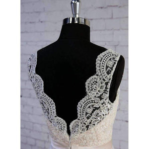 Planet Gates Lace A-line  Floor-Length  V-Neck Wedding dress  Sweep/Brush Train Sleeveless Real/Original Photos Custom made