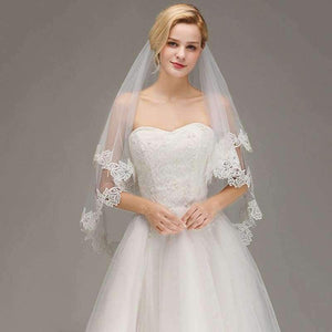 Planet Gates Lace Applique Two Layers Wedding Veils 2018 1.5 M Long Veils With Comb Wedding Accessories Bridal Veil velos de novia
