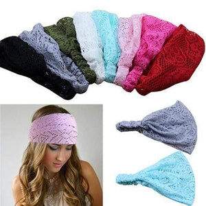 Lace Openwork Headband Ladies Elastic Hair Band Accessories Wide Stretchy Turban Women's Fashion Headwrap Bandana