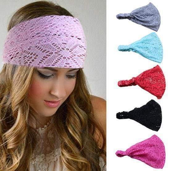 Lace Openwork Headband Ladies Elastic Hair Band Accessories Wide Stretchy Turban Women's Fashion Headwrap Bandana