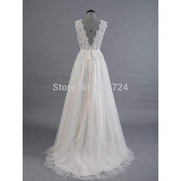 Planet Gates Lace  Tullle V-Neck Wedding dress Sweep/Brush Train Floor-Length  Cap Sleeves  Bridal Gown Custom made