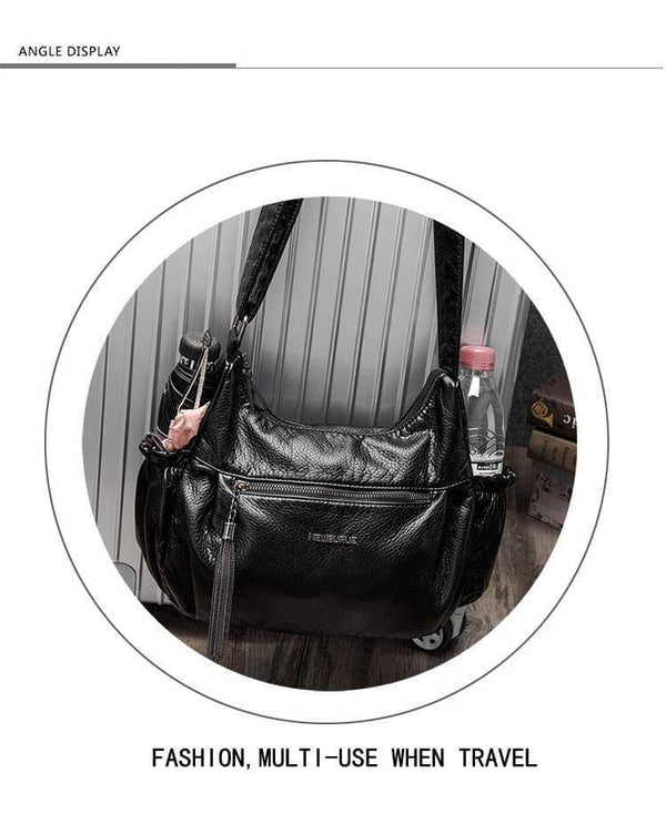 Planet Gates Ladies casual Hobos Women Messenger Bags Crossbody Soft washed PU Leather Shoulder Bag Tassel  Fashion Female Handbag