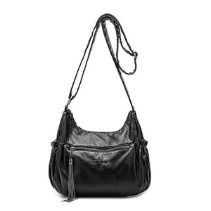 Planet Gates Ladies casual Hobos Women Messenger Bags Crossbody Soft washed PU Leather Shoulder Bag Tassel  Fashion Female Handbag