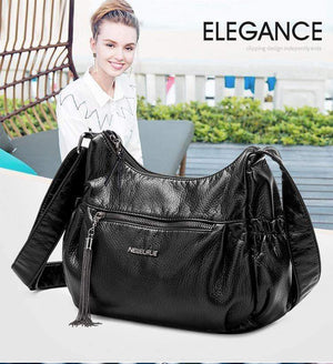 Planet Gates Ladies casual Hobos Women Messenger Bags Crossbody Soft washed PU Leather Shoulder Bag Tassel  Fashion Female Handbag