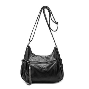 Planet Gates Ladies casual Hobos Women Messenger Bags Crossbody Soft washed PU Leather Shoulder Bag Tassel  Fashion Female Handbag