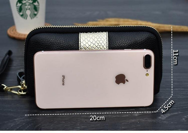 Planet Gates Ladies genuine leather clutch purses panelled Long Women Wallet Zipper wrist bag female Coin Purse Mobile phone bag bolsa