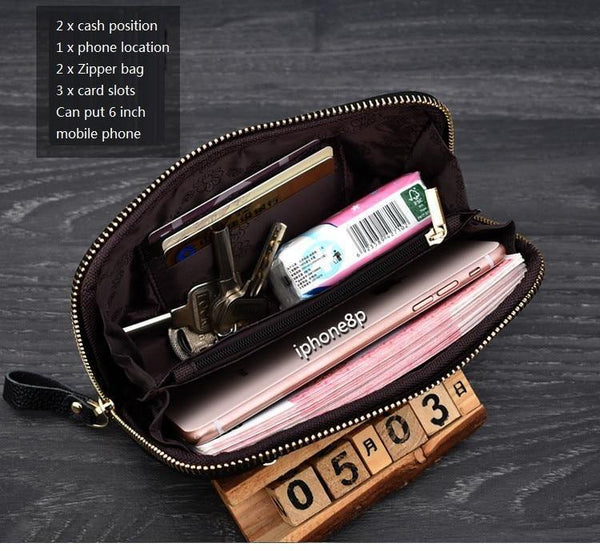 Planet Gates Ladies genuine leather clutch purses panelled Long Women Wallet Zipper wrist bag female Coin Purse Mobile phone bag bolsa