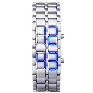 Planet Gates Ladies Silver blue Sports watches waterproof electronic second generation binary LED digital men's watch alloy wrist strap watch