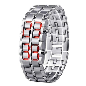 Planet Gates Ladies Silver red Sports watches waterproof electronic second generation binary LED digital men's watch alloy wrist strap watch