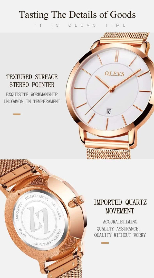Planet Gates Ladies Watch Brand Luxury Women Watches Waterproof Rose Gold Stainless Steel Quartz Calendar Wrist Watch montre femme