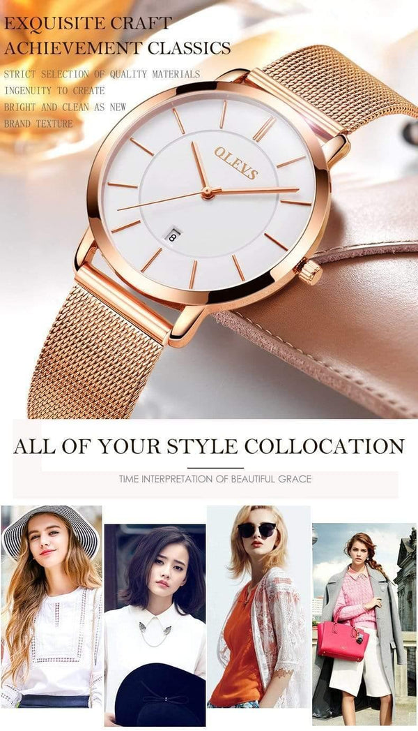 Planet Gates Ladies Watch Brand Luxury Women Watches Waterproof Rose Gold Stainless Steel Quartz Calendar Wrist Watch montre femme