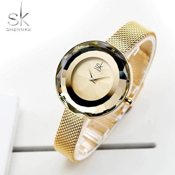 Planet Gates Ladies Watch Prism Fac Gold Steel Mesh Quartz Women Watches Top Brand Clock Relogio Feminino