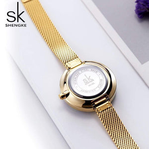 Planet Gates Ladies Watch Prism Fac Gold Steel Mesh Quartz Women Watches Top Brand Clock Relogio Feminino
