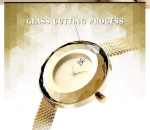 Planet Gates Ladies Watch Prism Fac Gold Steel Mesh Quartz Women Watches Top Brand Clock Relogio Feminino