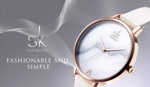 Planet Gates Ladies Watches Leather Female Quartz Watch Women Thin Casual Strap Watch Reloj Mujer Marble Dial SK