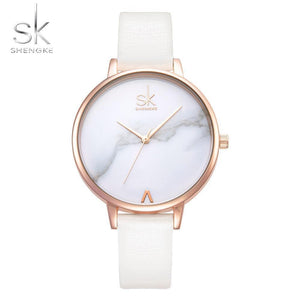 Planet Gates Ladies Watches Leather Female Quartz Watch Women Thin Casual Strap Watch Reloj Mujer Marble Dial SK