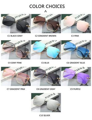 Planet Gates Lady Oversize Rimless Square Bee Sunglasses Women Men Small Bee Glasses Gradient Sun Glasses Female UV400