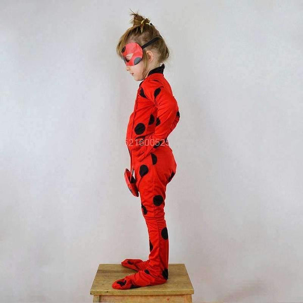 Planet Gates Ladybug Cosplay Costumes 3 PCS Ladybug Jumpsuit Mask Bag for Kids and Adult Full Lycra Suit Lady Bug Kids Halloween