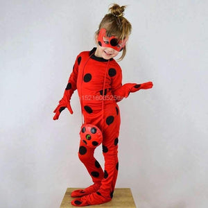 Planet Gates Ladybug Cosplay Costumes 3 PCS Ladybug Jumpsuit Mask Bag for Kids and Adult Full Lycra Suit Lady Bug Kids Halloween